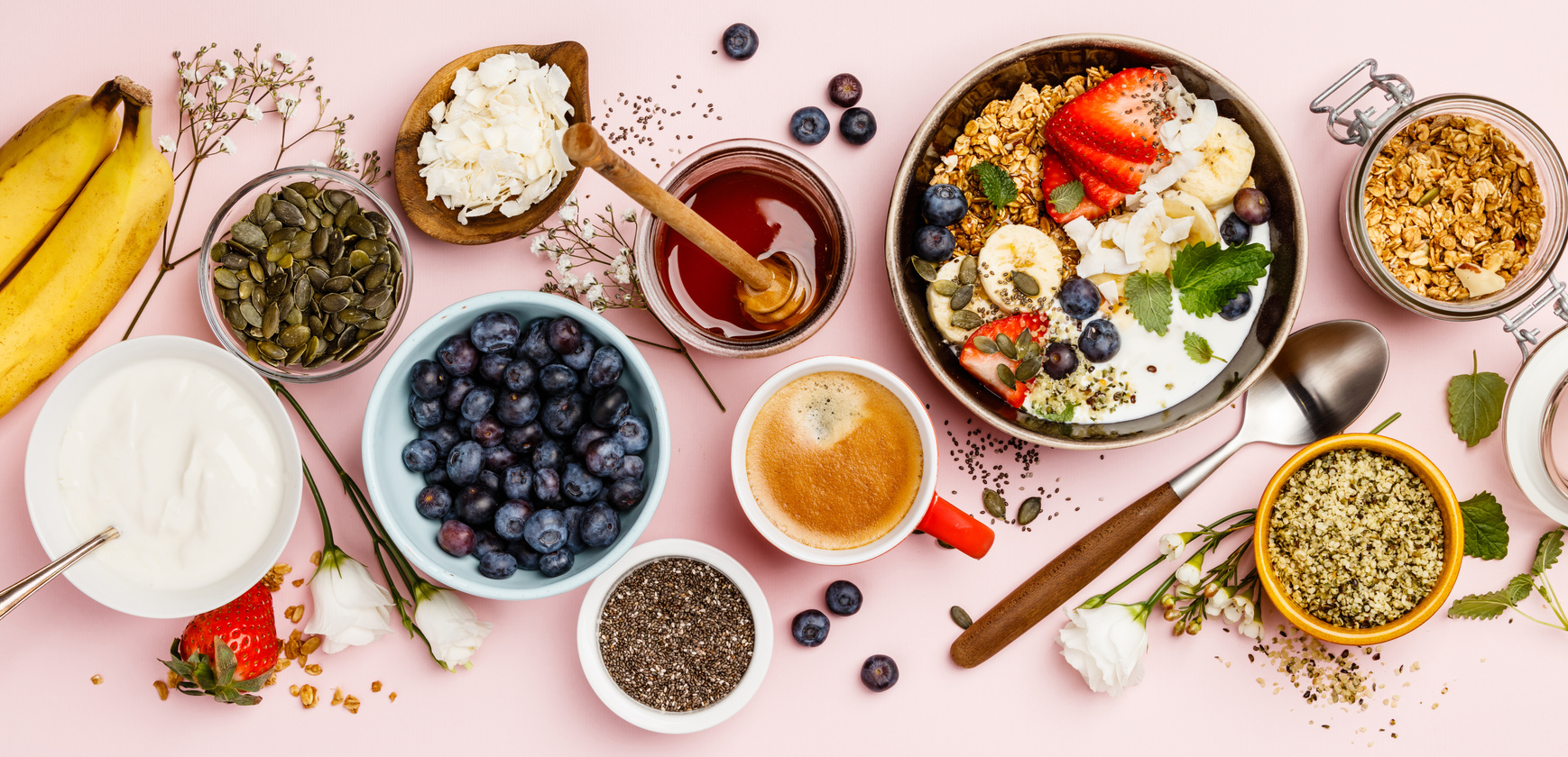 Assorted Healthy Breakfast Flatlay